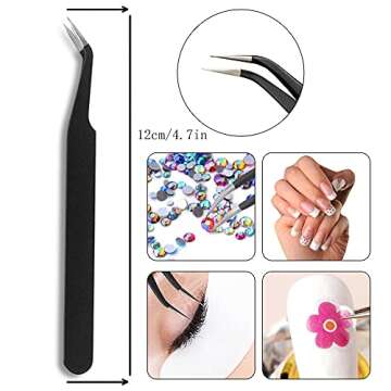 Kaychan Rhinestone Picker Tool 2 Acrylic Handle Rhinestones Applicator Dual-Ended DIY Nail Art Tool with 4 Extra Wax Tips and 1 Tweezer