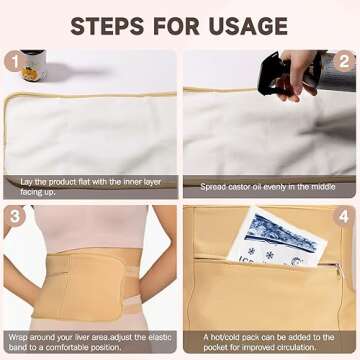 3Pcs Castor Oil Pack Wrap, Reusable Organic Castor Oil Pack for Liver Detox Insomnia, Constipation a...