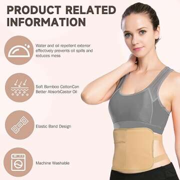 3Pcs Castor Oil Pack Wrap, Reusable Organic Castor Oil Pack for Liver Detox Insomnia, Constipation and Inflammation, Adjustable Elastic Strap Bamboo Cotton Machine Washable, Less Mess Anti Oil Leak