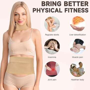 3Pcs Castor Oil Pack Wrap, Reusable Organic Castor Oil Pack for Liver Detox Insomnia, Constipation and Inflammation, Adjustable Elastic Strap Bamboo Cotton Machine Washable, Less Mess Anti Oil Leak