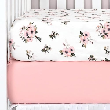 TILLYOU Crib Sheets - 100% Cotton Fitted Sheets 2 Pack-28"x52"