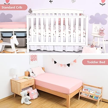 TILLYOU Crib Sheets - 100% Cotton Fitted Sheets 2 Pack-28"x52"