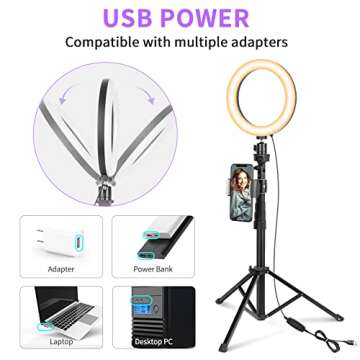 Selfie Ring Light with Tripod Stand and Phone Holder, Eicaus Tripod for iPhone with Ringlight for Live Streaming, Video Recording, Makeup, Lighting Kit Gifts for YouTube and TIK Tok