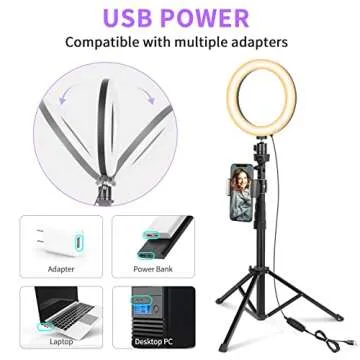 Selfie Ring Light with Tripod Stand and Phone Holder, Eicaus Tripod for iPhone with Ringlight for Live Streaming, Video Recording, Makeup, Lighting Kit Gifts for YouTube and TIK Tok