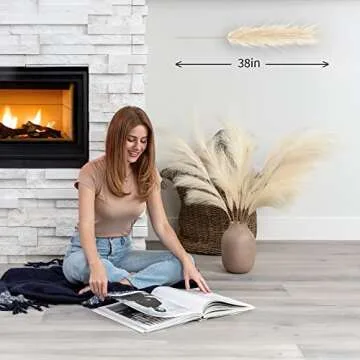 Struck By Design 8 PCS Faux Pampas Grass Decor Tall - 38" Large Fluffy Artificial Pampas Grass for Floor Vase Filler, Home Boho Decor, Wedding Decor - Long Fake Pompous Grass Branches (Cream/Beige)