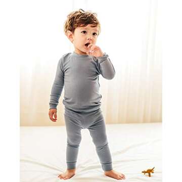 VAENAIT BABY Kids Long Sleeve Modal Sleepwear Pajamas 2pcs Set Modal Powderblue S