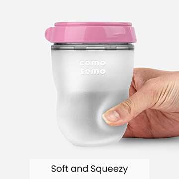 Comotomo Baby Bottle 8oz in Pink for Easy Feeding
