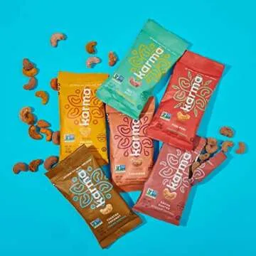 Sample Flavors Variety Pack Cashews by Karma Nuts, Whole, Roasted, Vegan, Non GMO, Gluten Free, Low Carb, Low Calorie, Everyday Nut Snack, 1.5 Ounce (6 Snack Packs)