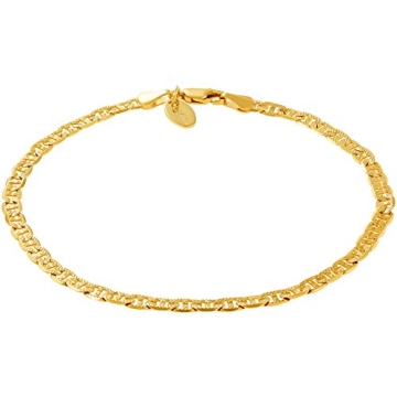 LIFETIME JEWELRY 4mm Mariner Link Chain Anklet for Women & Men 24k Gold Plated (Gold, 10)