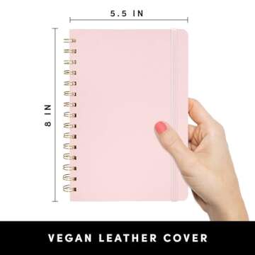 PAPERAGE Graph Paper Spiral Notebook & Journal, (Blush), 160 Pages, Medium 5.5 inches x 8 inches - 100 GSM Thick Graphing Paper, Hardcover, Double-Wire Grid Spiral Notebook