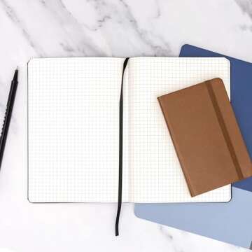 PAPERAGE Graph Paper Spiral Notebook & Journal, (Blush), 160 Pages, Medium 5.5 inches x 8 inches - 100 GSM Thick Graphing Paper, Hardcover, Double-Wire Grid Spiral Notebook