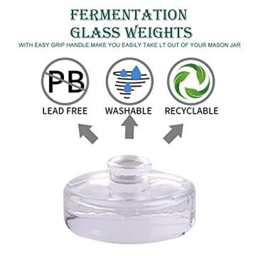 Eleganttime 4 Pack Easy Grip Handle Glass Fermentation Weights Great Mason Jar Wide Mouth Canning Fe...