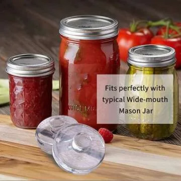Eleganttime 4 Pack Easy Grip Handle Glass Fermentation Weights Great Mason Jar Wide Mouth Canning Fermenting Pickling Sourkrout Kraut Weight Fermentation Kit