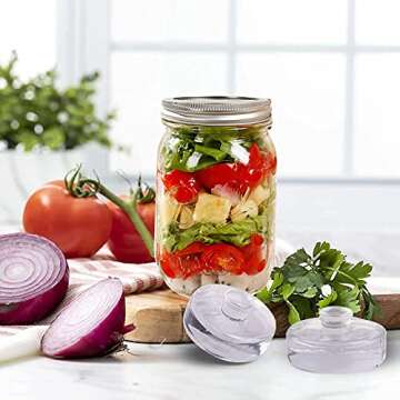 Eleganttime 4 Pack Easy Grip Handle Glass Fermentation Weights Great Mason Jar Wide Mouth Canning Fermenting Pickling Sourkrout Kraut Weight Fermentation Kit