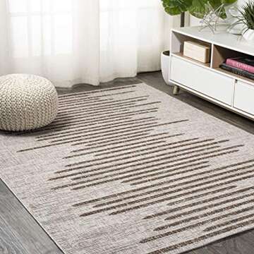JONATHAN Y SMB124A-8 Zolak Berber Stripe Geometric Indoor Outdoor Area-Rug Bohemian Contemporary Easy-Cleaning Bedroom Kitchen Backyard Patio Non Shedding, 7' 9" X 10', Beige/Brown