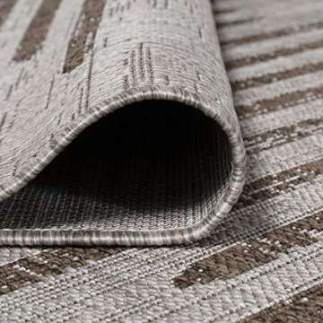 JONATHAN Y SMB124A-8 Zolak Berber Stripe Geometric Indoor Outdoor Area-Rug Bohemian Contemporary Easy-Cleaning Bedroom Kitchen Backyard Patio Non Shedding, 7' 9" X 10', Beige/Brown