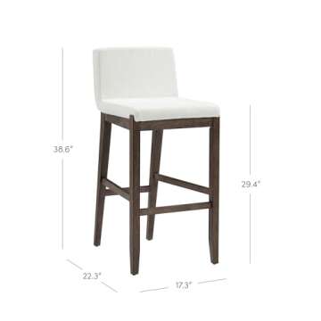 Nathan James Gracie Scandinavian Bar Stool with Back, Wooden Bar Stool for Kitchen Island with Boucl...