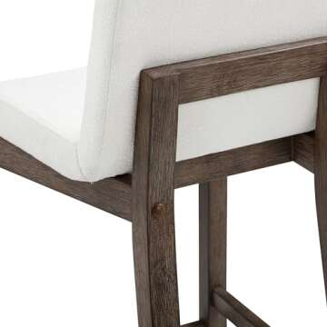 Nathan James Gracie Scandinavian Bar Stool with Back, Wooden Bar Stool for Kitchen Island with Boucle Upholstery, Cream Boucle/Dark Brown