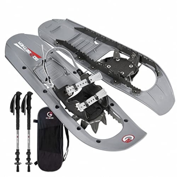 G2 30 Inch Mountain Terrain Snowshoes with Trekking Poles Set - Ultimate Winter Adventure