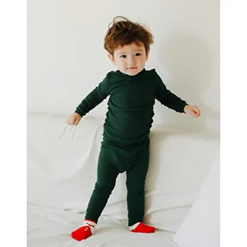 VAENAIT BABY Infant Toddler Girls Boys Junior Modal Sleepwear Pajamas Pjs 4pcs Set Rib Knit Green+Red XL