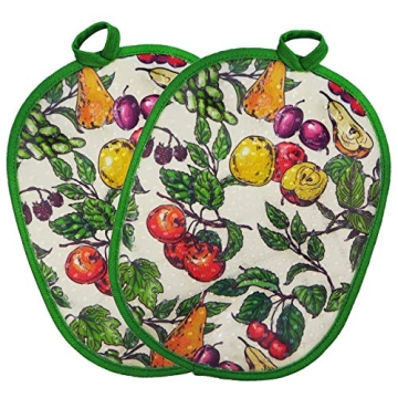 Pot Holders Set of 2 with Transparent Clear Silicone Shell and Nice Fruit Flower Cotton Lining, Heat...