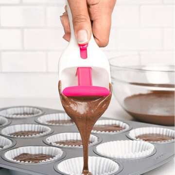Cupcake Scoop, Cupcake Batter Scoop Batter Dispenser Sliding Button Dispenses Batter DIY Bakeware Me...