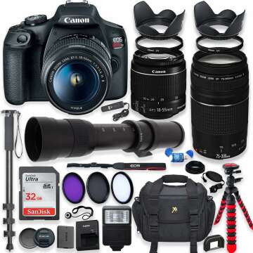 Canon EOS Rebel T7 DSLR Camera with Essential Lens Bundle
