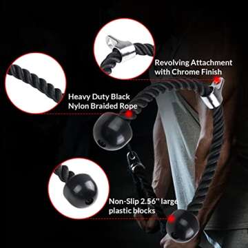 Signature Fitness Tricep Rope Cable Attachment for Strength Training