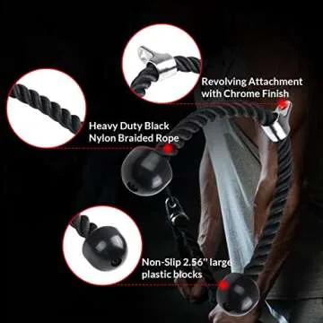 Signature Fitness Tricep Rope Cable Attachment for Strength Training