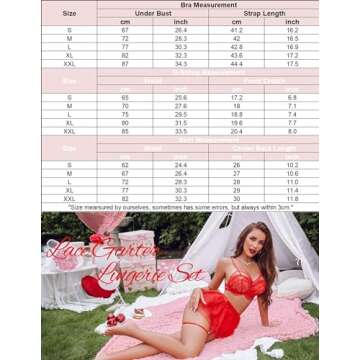 Avidlove Red Women's Lace Lingerie Skirt Set Lace V Neck Babydoll Lace Nightwear Small