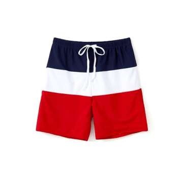 PATPAT Family Matching Swimsuits Couples American Flag Star Swim Shorts Quick Dry Swim Trunks with L...