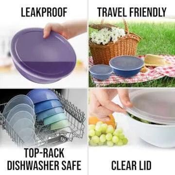 Zulay 12 Piece Set Plastic Nesting Mixing Bowls With Leakproof Lids. Kitchen Mixing Bowls for Preparing, Serving and Storing - Microwave and Freezer Safe With 6 Prep Bowls and 6 Lids - (Blue Ombre)