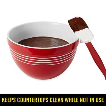 Rubbermaid Commercial Products High Heat Resistant Silicone Heavy Duty Spatula/Food Scraper, 9.5-Inch, 500 Degrees F, Red Handle, for Baking/Cooking/Mixing, Commercial Dishwasher Safe