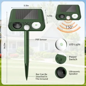 Solar Ultrasonic Animal Repellent for Yard Protection