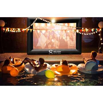 Holiday Styling 16FT Inflatable Outdoor Projector Screen – 200” Blow Up TV & Movie Screen w. Thi...