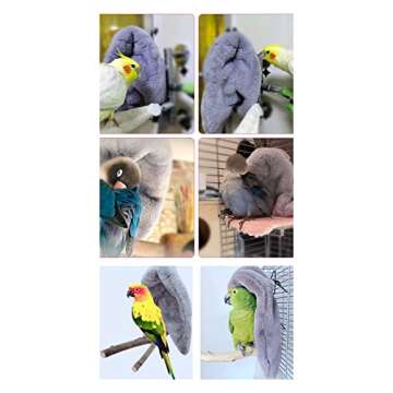 LOPERDEVE Bird Buddy Corner Fleece Bird Blanket Cozy Bird Bed Warmer Parrot House for Cage Hanging H...