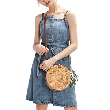 XMeng Rattan Bags - Chic Handwoven Circle Handbag