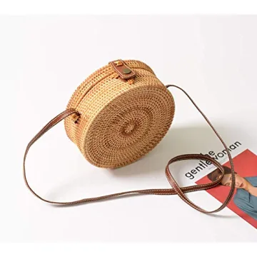 XMeng Rattan Bags - Chic Handwoven Circle Handbag