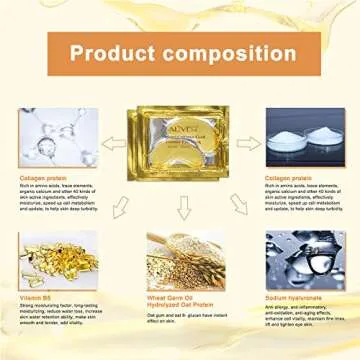 ALIVER Under Eye Patches (25 Pairs) - Collagen Eye Mask, Under Eye Masks for Dark Circles and Puffiness, Gel Under Eye Pads for Undereye Bags, Wrinkles, 24K Gold