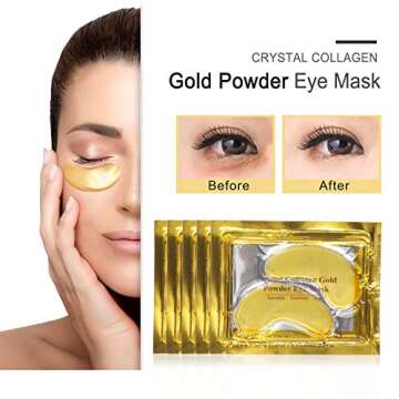 ALIVER Under Eye Patches (25 Pairs) - Collagen Eye Mask, Under Eye Masks for Dark Circles and Puffiness, Gel Under Eye Pads for Undereye Bags, Wrinkles, 24K Gold