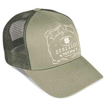 Lucky Brand Standard Mesh-Back Cap with Adjustable Snapback for Men and Women (One Size Fits Most), Vintage Trucker-Moss