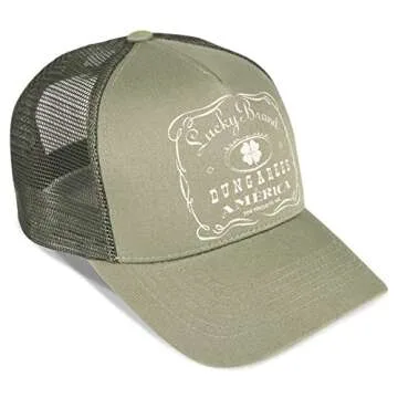 Lucky Brand Standard Mesh-Back Cap with Adjustable Snapback for Men and Women (One Size Fits Most), Vintage Trucker-Moss