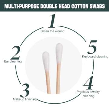 200 Pack Cotton Swabs, Individually Wrapped Cotton Swab, Individually Wrapped Double Tipped Wooden Sticks for Ear, Make-up(4pcs per Bag, 200 Bags, Double Round End)