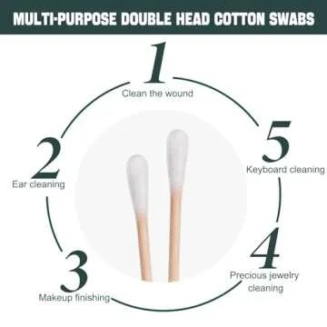 200 Pack Cotton Swabs, Individually Wrapped Cotton Swab, Individually Wrapped Double Tipped Wooden Sticks for Ear, Make-up(4pcs per Bag, 200 Bags, Double Round End)