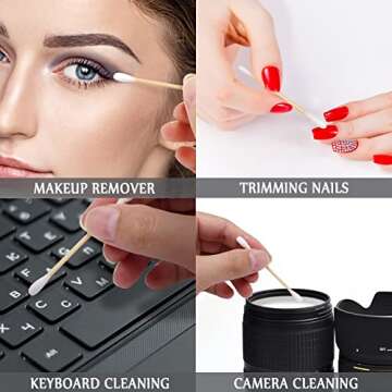 200 Pack Cotton Swabs, Individually Wrapped Cotton Swab, Individually Wrapped Double Tipped Wooden Sticks for Ear, Make-up(4pcs per Bag, 200 Bags, Double Round End)