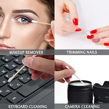 200 Pack Cotton Swabs, Individually Wrapped Cotton Swab, Individually Wrapped Double Tipped Wooden Sticks for Ear, Make-up(4pcs per Bag, 200 Bags, Double Round End)