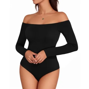 MANGOPOP Off The Shoulder Long Sleeve Bodysuit that Transforms Your Style