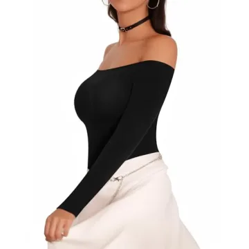 MANGOPOP Off The Shoulder Long Sleeve Bodysuit