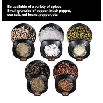 Electric Salt and Pepper Grinder Set, Adjustable Coarseness, Battery-Powered with LED Light, Automatic salt and pepper grinder set with Gravity Technology, stainless steel (Black)