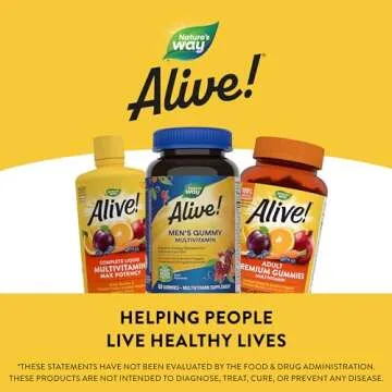 Nature's Way Alive! Men's Daily Gummy Multivitamin, Supports Energy Metabolism*, Muscle Function*, B-Vitamins, Superfood Antioxidants, Gluten-Free, Vegetarian, Fruit Flavored, 60 Gummies